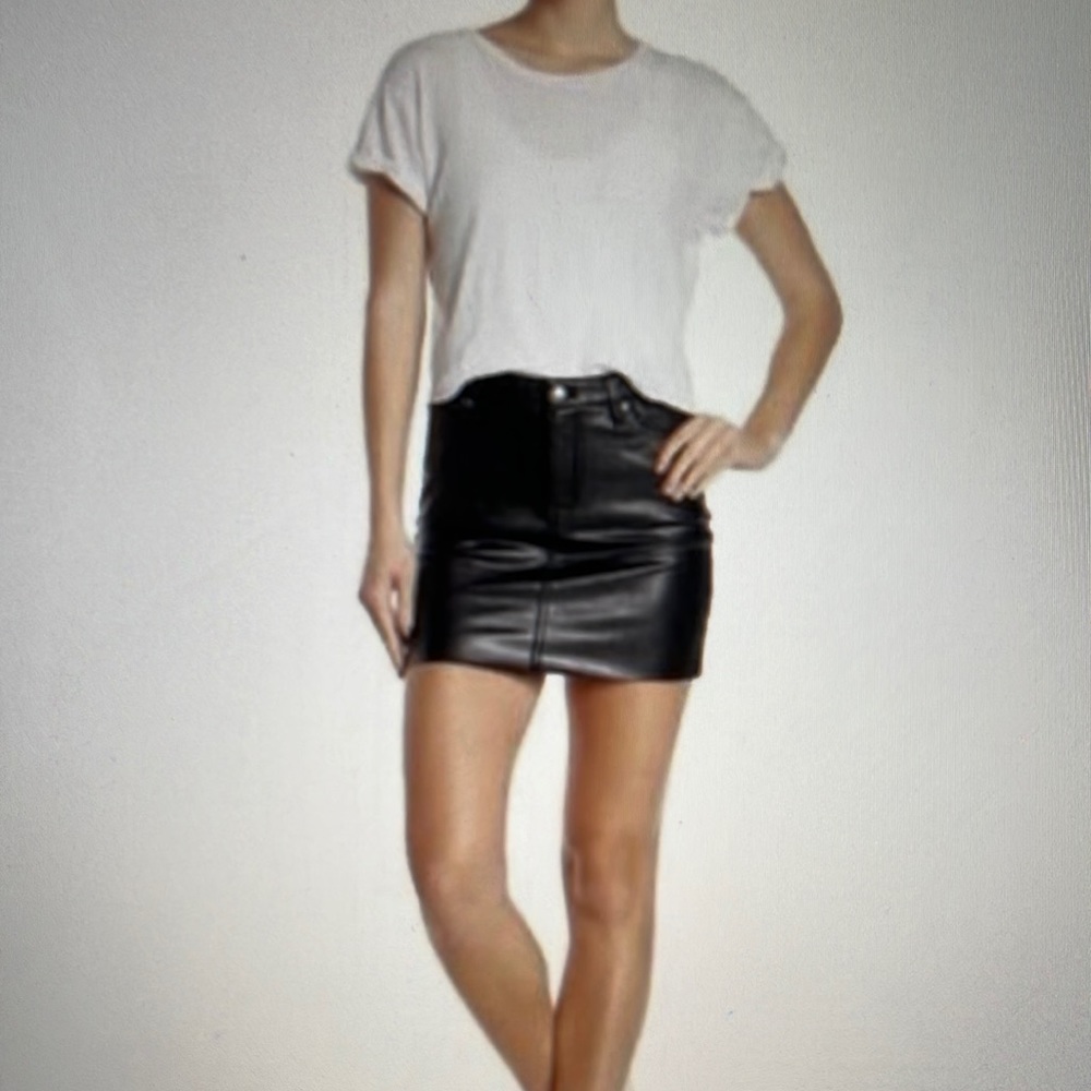 Love,Fire black faux leather mini skirt. Size 28